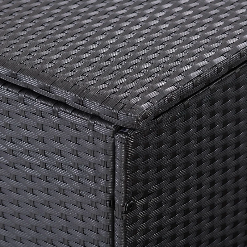 CorLiving Parksville Large Black Resin Wicker Patio Storage Box with Grey Inner Liner