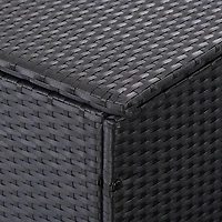 CorLiving Parksville Large Black Resin Wicker Patio Storage Box with Grey Inner Liner