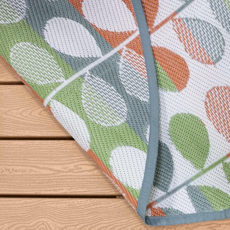 Tapis d'extérieur rond Bubble Plant, 6 pi x 7 pi, polyoléfine tissée 6 pi x 7 pi