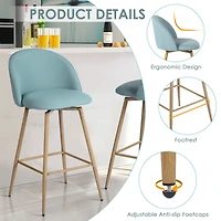 Lot de 4 tabourets de bar modernes Homy Casa, pivotants à 360°, siège rembourré confortable, tissu élégant et pieds en chêne, bleu