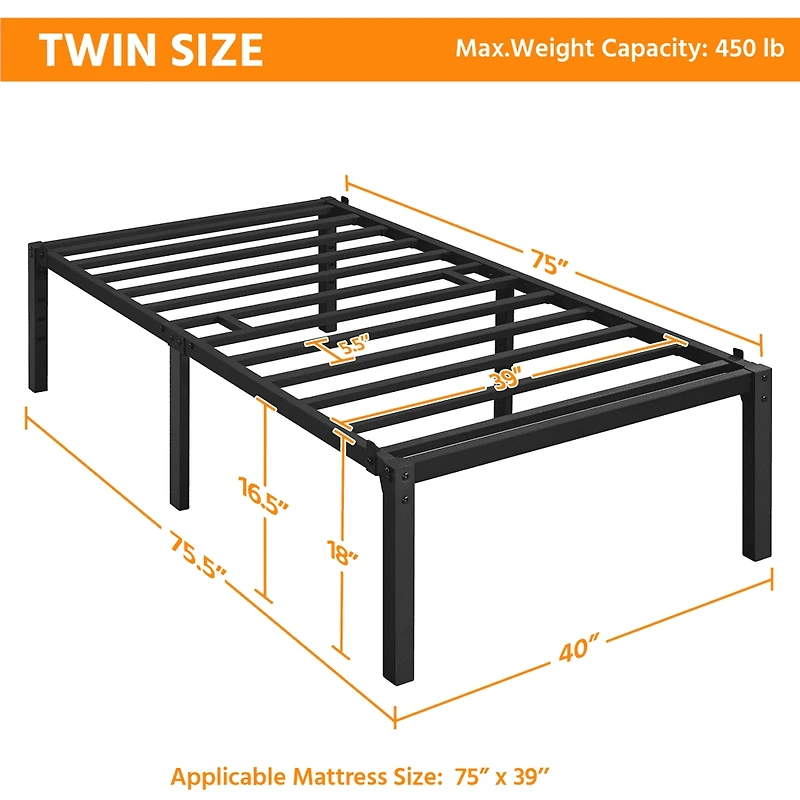 Fullfurnique Metal Platform Bed Frame with Heavy Duty Steel Slat Support, Full, Black