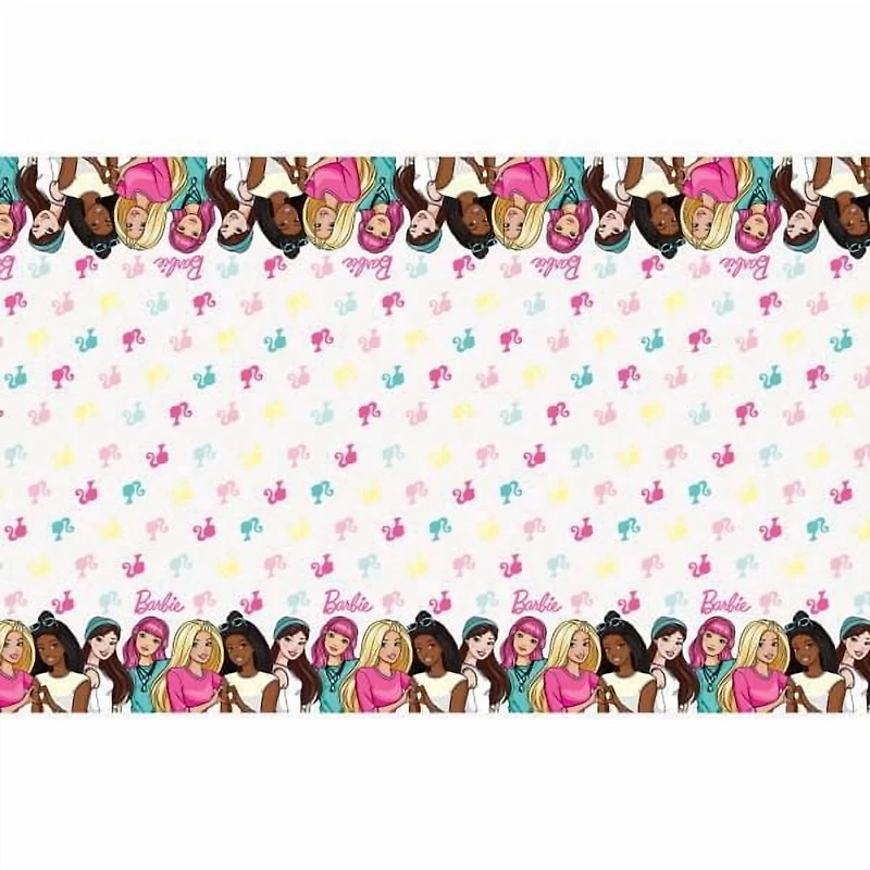 Nappe de table rectangulaire en plastique Barbie, 54" x 84", 1ct 1 nappe mesure 54" x 84