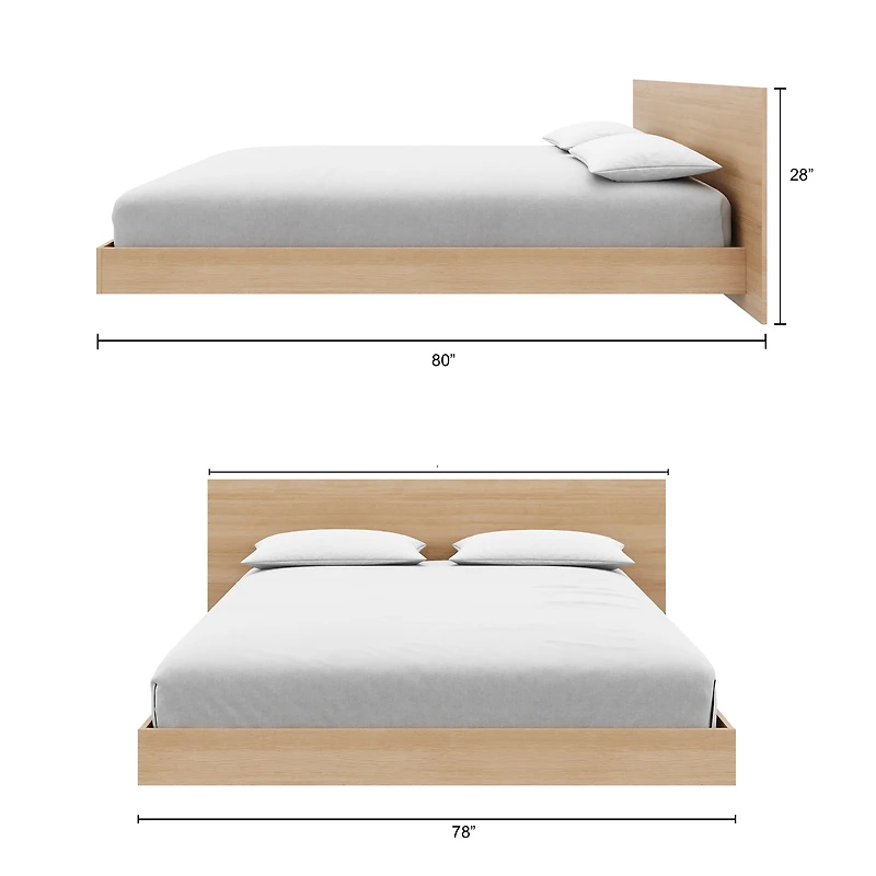 Satori Low Platform King Size Bed Set in Natural Blonde Oak