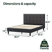 Zinus Lottie Upholstered Platform Bed Frame with Headboard, Dark Grey