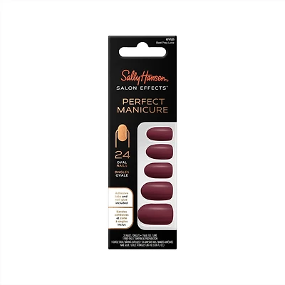 Sally Hansen - Salon Effects® Perfect Manicure™ oval-shaped press-on nails - includes 24 premium fake nail, nail file, wooden stick, prep pad, adhesive tabs and nail glue, Premium ready to wear nails
