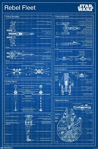 Star Wars: Saga - Rebel Blueprint Wall Poster, 22.375" x 34"