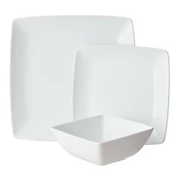Better Homes & Gardens Loden Square White Dinnerware Set, 12-Pieces, BH G LODEN 12PC SET