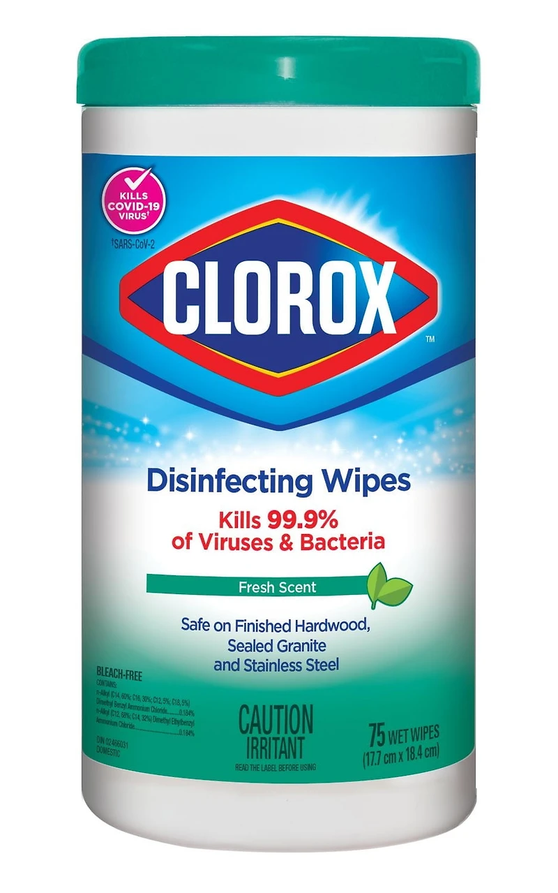 Serviettes désinfectantes Clorox®, parfum fraîcheur, boîte de 75