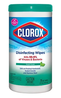Serviettes désinfectantes Clorox®, parfum fraîcheur, boîte de 75