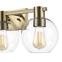 24" 3-Light Matte Brass Vanity Light with Clear Glass Shades<br>