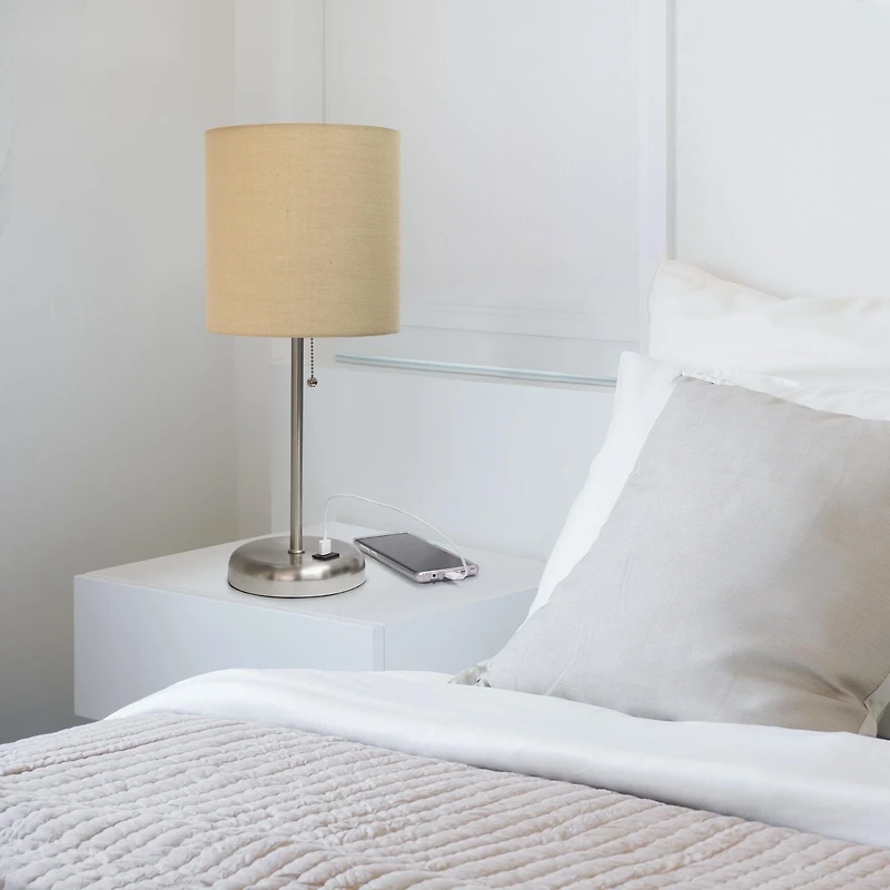 Lampe bâton LimeLights avec port de charge USB et abat-jour en tissu