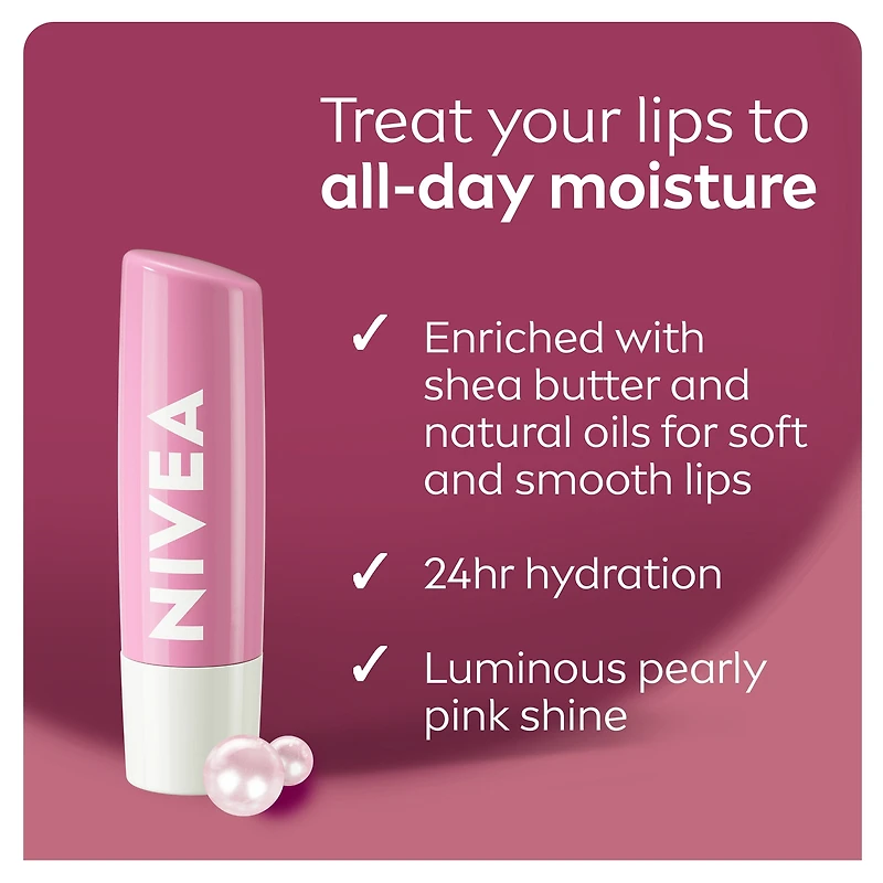 NIVEA Baume à lèvres Reflets nacrés avec 24H d'hydratation, Paquet Duo 2 x 4,8g