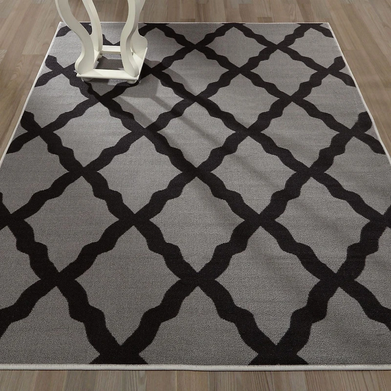 Ottomanson Glamour Collection Non-Slip Rubberback Moroccan Trellis Design Indoor Area Runner Rug