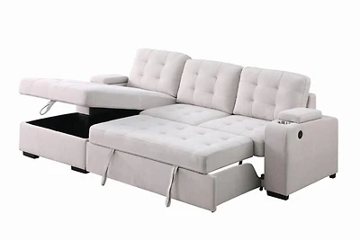 Davie LHF Sectional Sleeper Bed, Beige