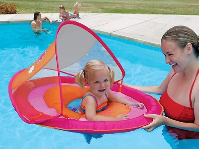 Swimways Flotteur de Printemps pour Bébé avec Auvent Solaire - Papillon Rose