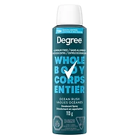 Degree Men Men Whole Body Deodorant Spray, Ocean Rush Scent, Aluminum Free 72H Odour Protection 113 g