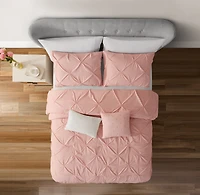 Ensemble de couette plissée rose 5 pièces Home Trends HOME TRENDS PL ENSCOUET PINTUCK TG