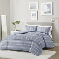 Kent 3 Piece Striped Herringbone Oversized Comforter Set