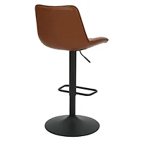 Contemporary Faux Leather & Metal Adjustable Air-Lift Stool, Set of 2 - Saddle & Black