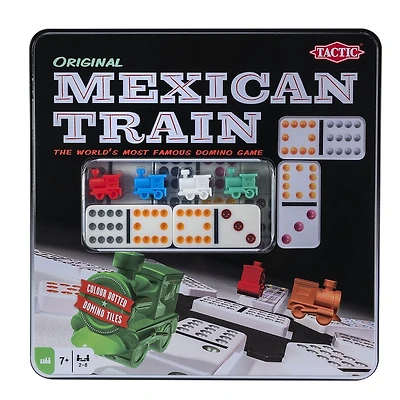 Asmodee - Tactic - Mexican Train Tin - 2-8 Players Fun Family Domino Game - 30 Minutes of Gameplay - For kids and Adults Ages 7+ - English Version