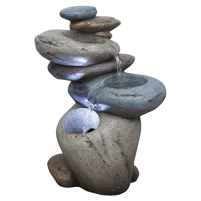 Streaming Stone Indoor/Outdoor Tabletop Fountain with energy-efficient pump and LED accent lighting