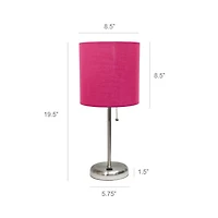 LimeLights Stick Lamp with USB charging port and Fabric Shade
