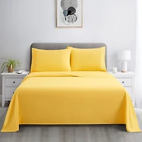 Literie Marina Decoration, 600 fils/cm², ultra douce, à poches profondes, en coton percale à fibres longues, toutes saisons, couleur jaune