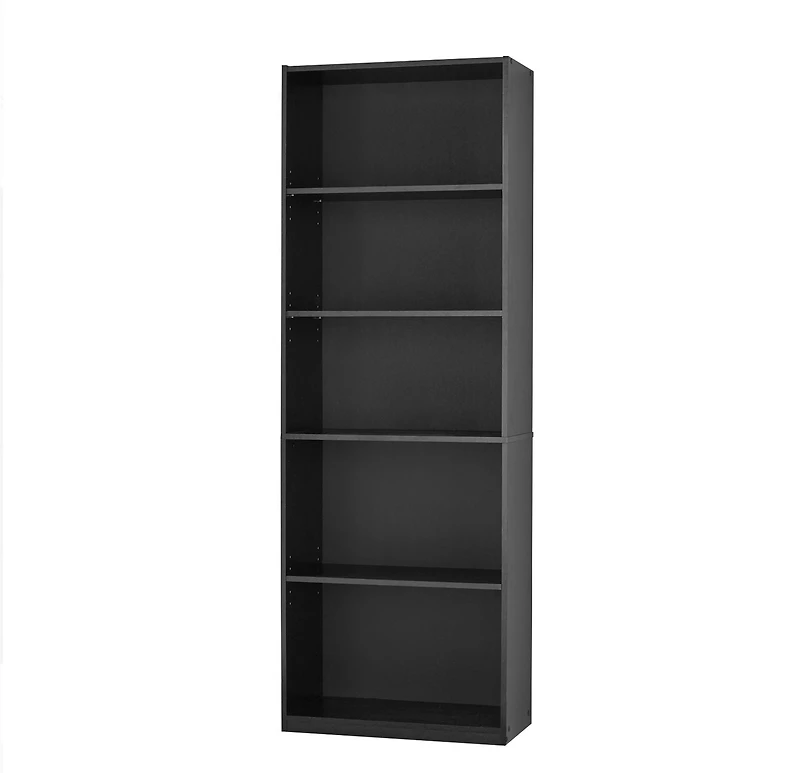 Mainstays 5-Shelf Bookcase with Adjustable Shelves, True Black Oak