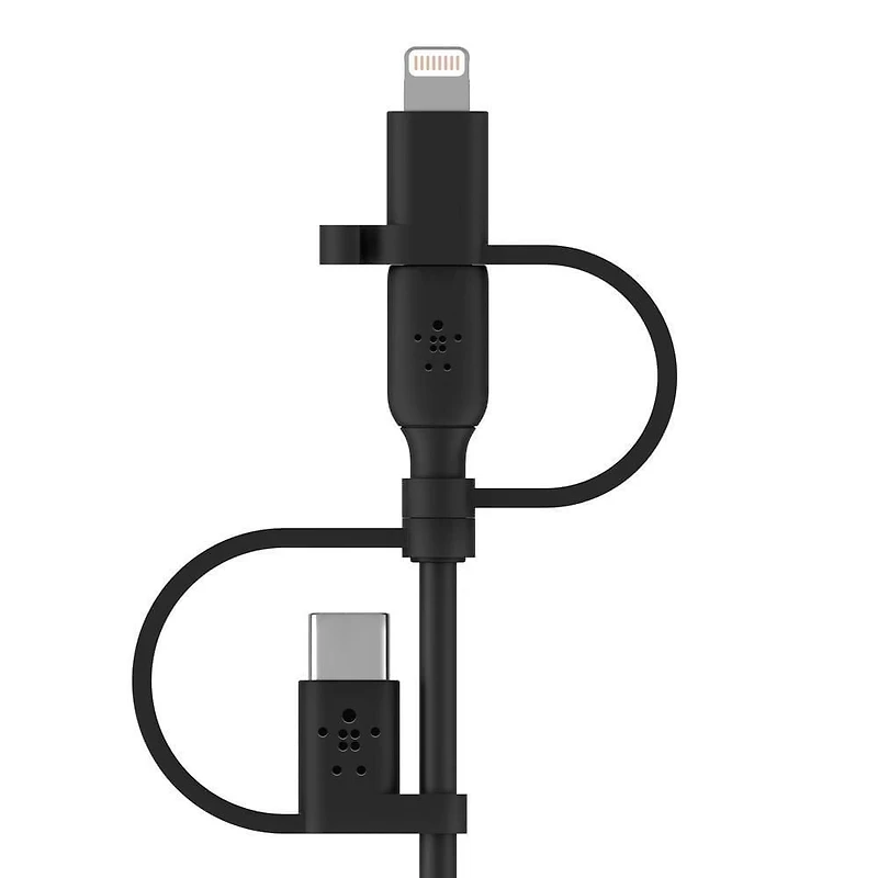 Belkin BoostCharge 3-in-1 Universal USB-A to USB-C, Lightning, Micro-USB Charging Cable (3.3ft/1M) MFi & USB-IF Certified, Compatible with all iPhones, iPads, Galaxy, Tablet, Smartphones & More Black