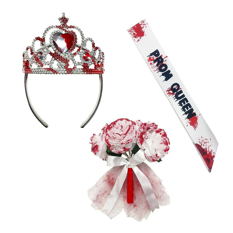 Bloody Prom Queen Dress-Up Kit Halloween Costume Accessory for Adults and Teens, by Way to Celebrate, Bloody Prom Queen Dress-Up Kit
