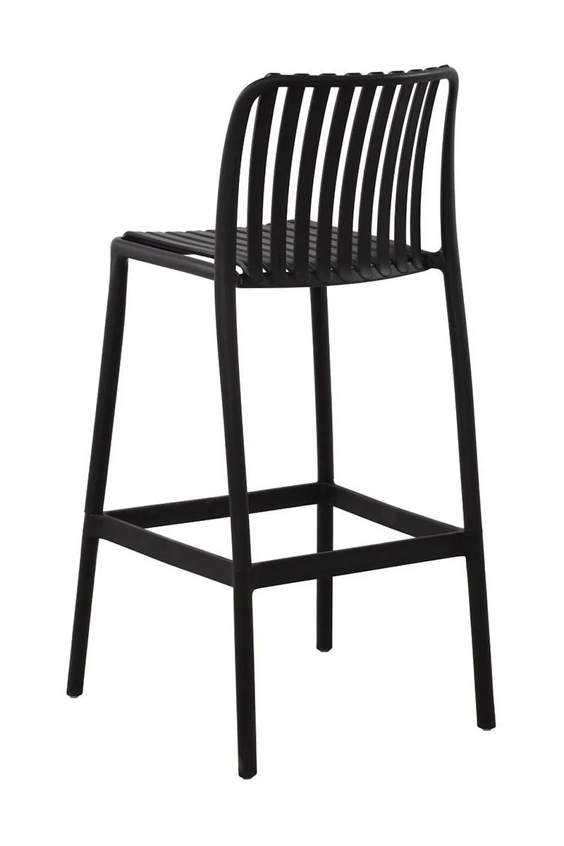 Chaise de bar Summer avec accoudoirs et rayures - Noir (4 chaises)