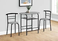 Monarch Specialties Dining Table Set, 3pcs Set, Small, 32" L, Kitchen, Metal, Laminate, Grey, Black, Contemporary, Modern