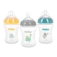 Nûby™ Printed Plastic Infant Bottles with Breast-size Nipple, Pack of 3; 8 oz/240 mL