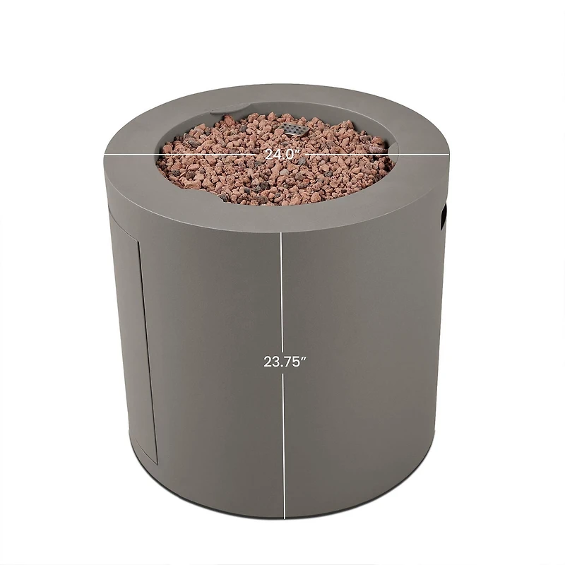 Aegean 24" Round Steel Propane Fire Pit Table with Hidden Tank