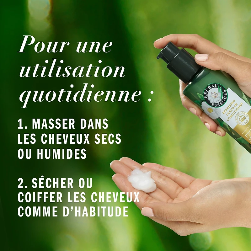 Revitalisant réparateur sans rinçage Herbal Essences, plantes pures certifiées, avec aloès et huile de fleur de camélia 225ML