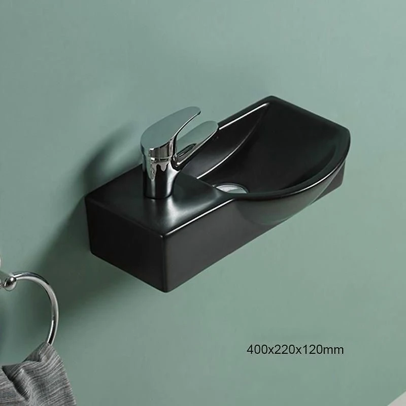 American Imaginations 14.7-in. W Wall Mount Black Bathroom Vessel Sink For 1 Hole Left Drilling AI-28586
