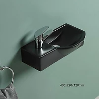 American Imaginations 14.7-in. W Wall Mount Black Bathroom Vessel Sink For 1 Hole Left Drilling AI-28586