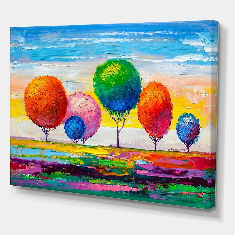 Designart Colourful Ornamental Trees VI Canvas Wall Art