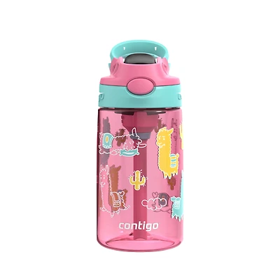 Bouteille d’eau pour enfants Contigo Aubrey avec paille, antifuite et antidéversement, lama jade azalée 414 ml (14 oz )