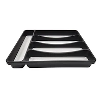 Mainstays Plastic Black 5 Compartment Non-Slip Drawer Cutlery Tray Large, 12.87" x 11.34", Kitchen Organizer, 1 piece