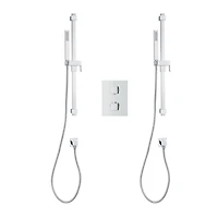 Ensemble de douche thermostatique d'akuaplus(MD) avec Déviateur 4 voies et avec arrêt,  2 douchettes, 2 barre de douche murals, fini chrome