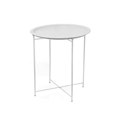 Table Basse Ronde Blanche En Métal