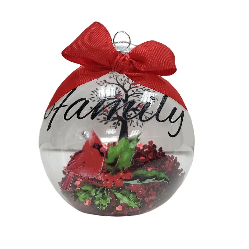 « Famille » Ornement de Noël à collectionner Cardinal rouge, 4 po, Temps des Fêtes