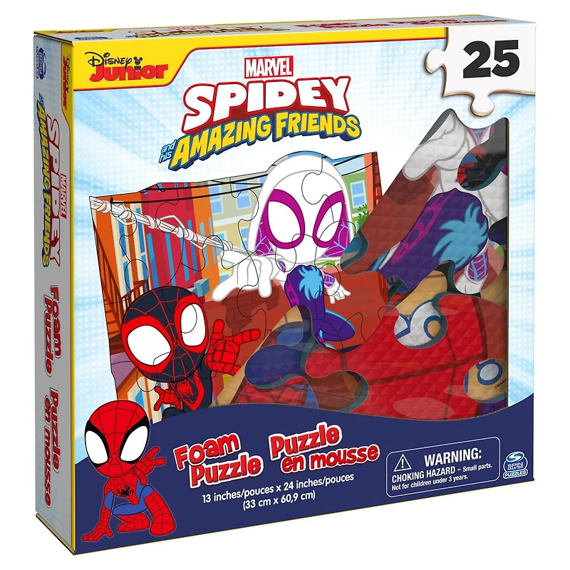 Marvel, 25-Piece Jigsaw Foam Squishy Puzzle Go Spidey! Disney Junior Spidey and his Amazing Friends Show, for Kids Ages 4 and up