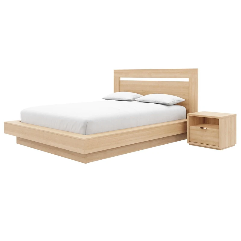 Stanley 4 Piece Bedroom Set with Headboard, Slatted Bedframe, 2 Nightstands