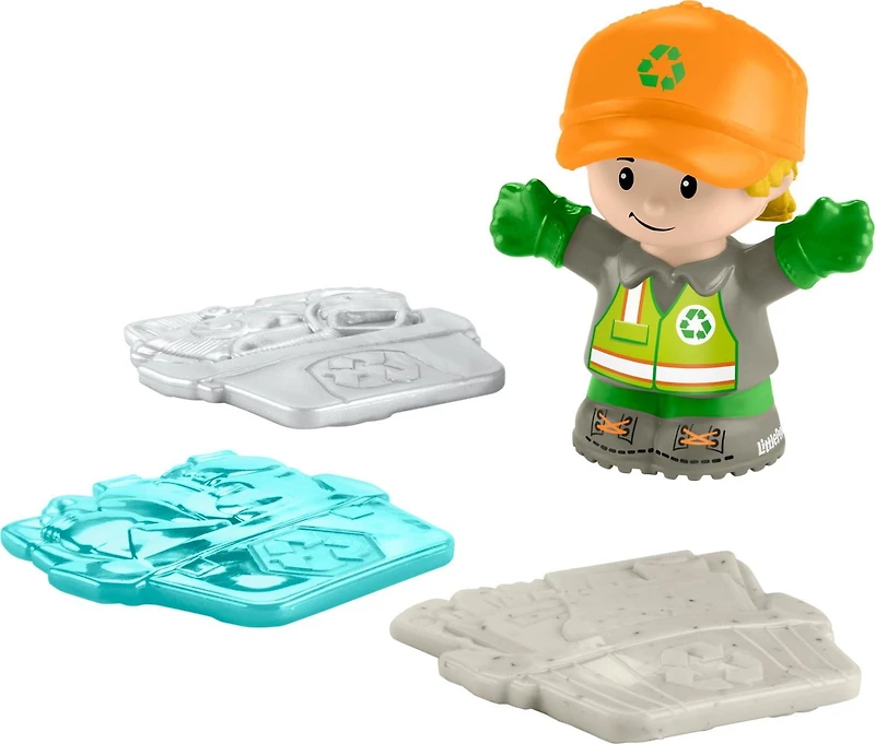 Fisher-Price Little People Recycling Truck Musical Toddler Garbage Toy Set, 5 Pieces, Ages 1+