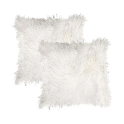 MONGOLIAN SHEEPSKIN PILLOW 18" X 18" 2-PACK