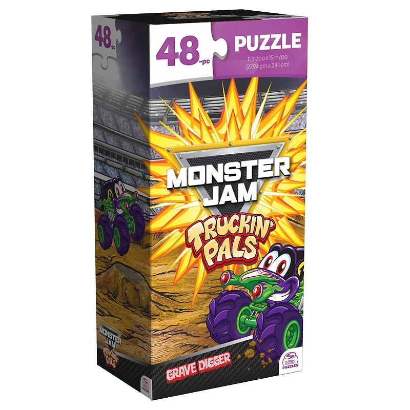 Monster Jam, Truckin' Pals Grave Digger, Puzzle de 48 pièces, monster truck, jouet sensoriel pour boîte à jouets, trucs cools, puzzles pour enfants, pour les enfants à partir de 4 ans