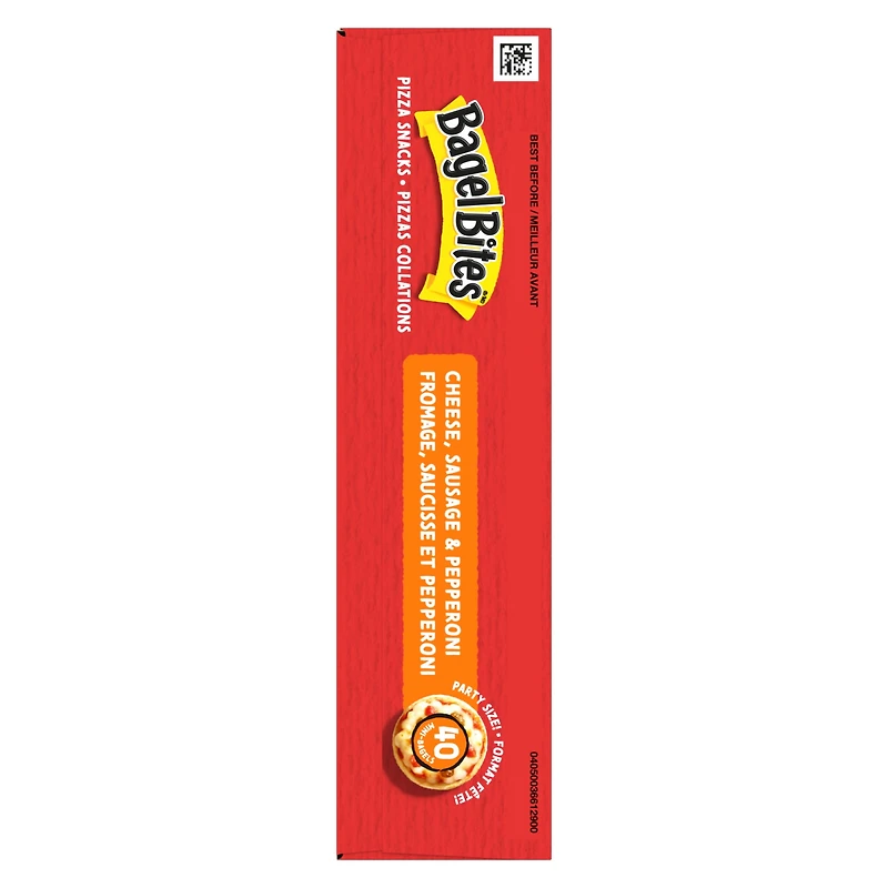 Pizzas Collations Surgelées Fromage, Saucisse Et Pepperoni Bagel Bites, Boîte De 40 Mini-Bagels 882g