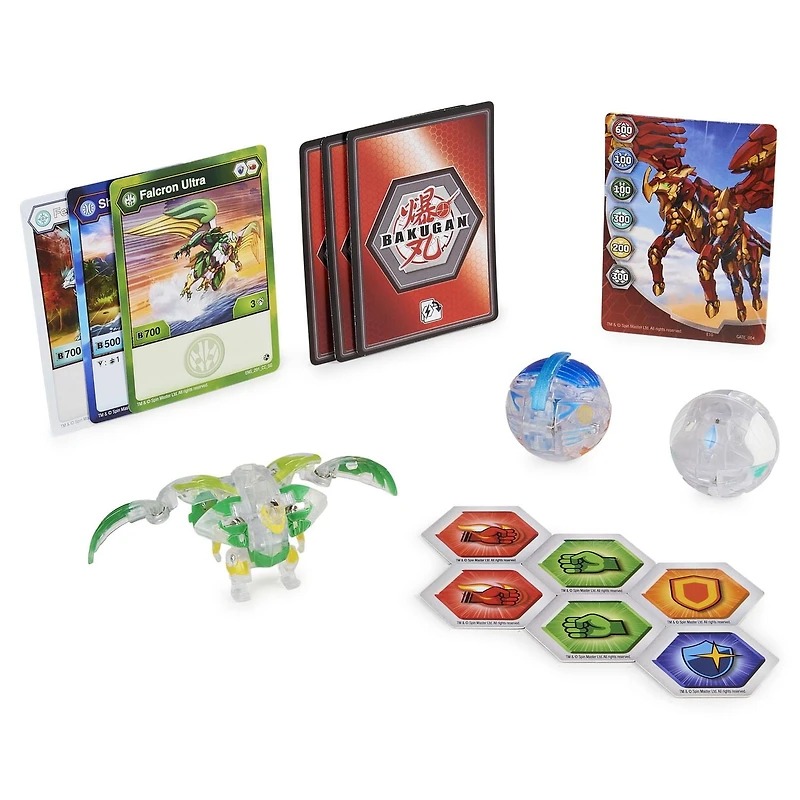 Starter Pack Bakugan, Coffret de 3, Diamond Falcron Ultra, Figurines articulées Geogan Rising à collectionner